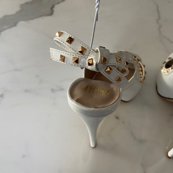 White & Gold Stud Stilettos Madonna Truth or Dare - Picture 6 of 8